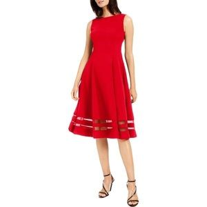 Red Tea Length Calvin Klein Dress